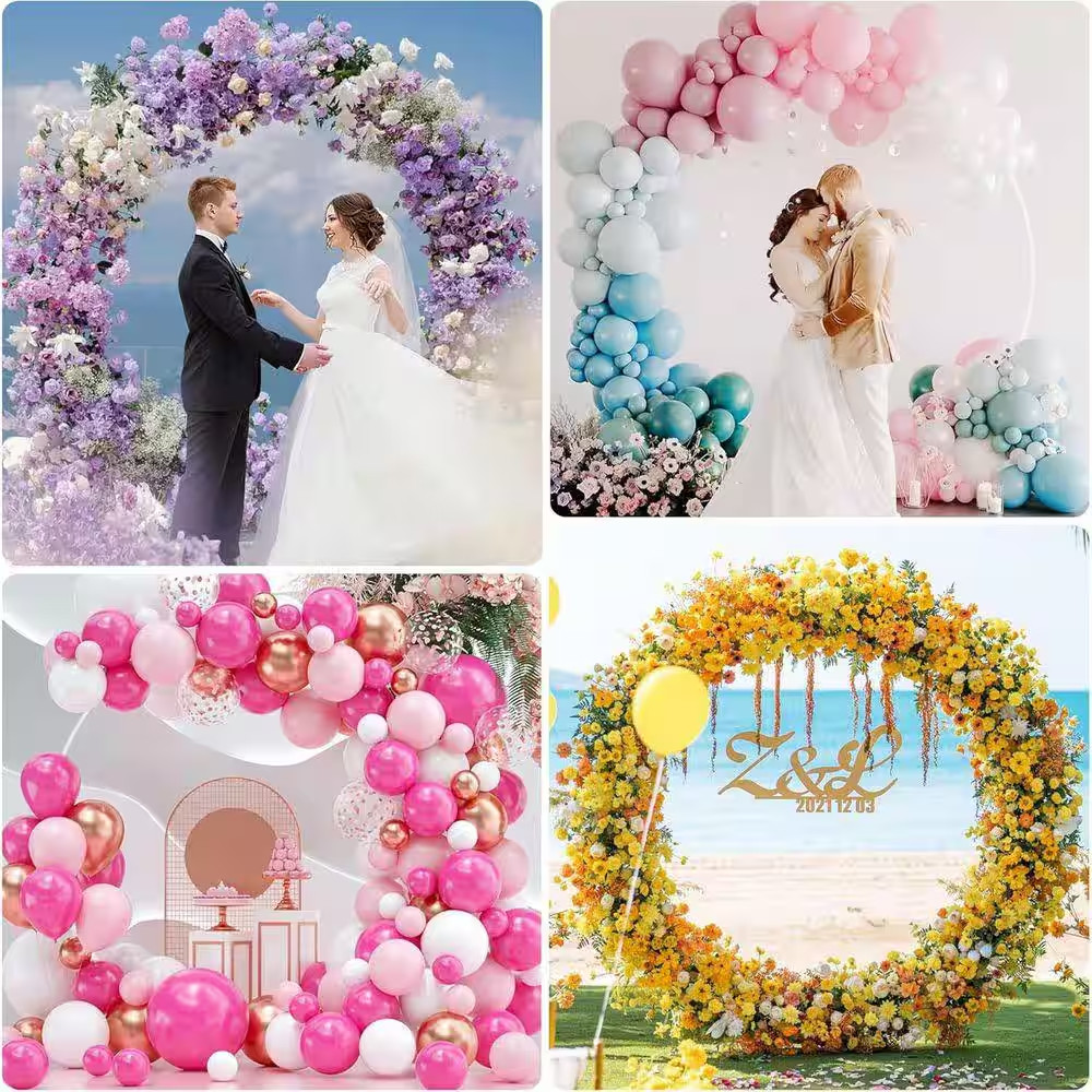 86.6 In. X 86.6 In. White Metal Arbor, round Backdrop Stand Circle Balloon Arbor
