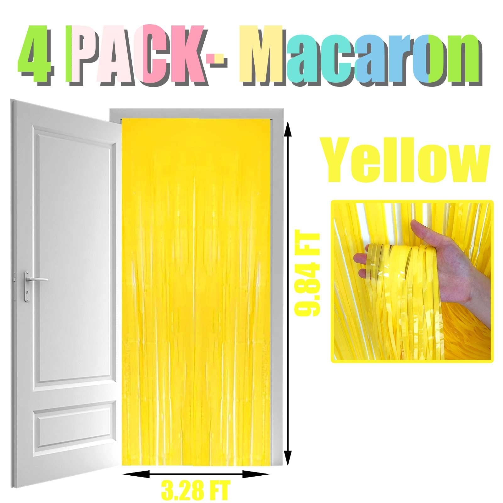Pack Yellow Foil Fringe Curtain Backdrop 3.3Ft x 9.8Ft Metallic Tinsel Foil F…