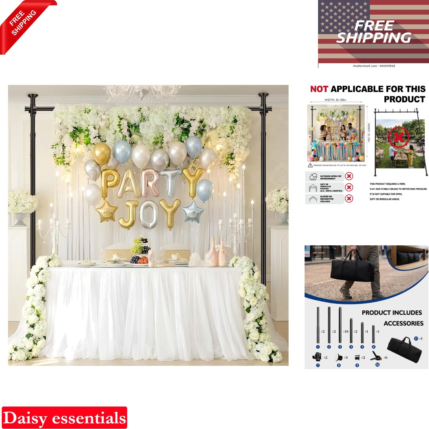 Heavy Duty Photography Backdrop Stand 35-100W 43-120H Adjustable Black