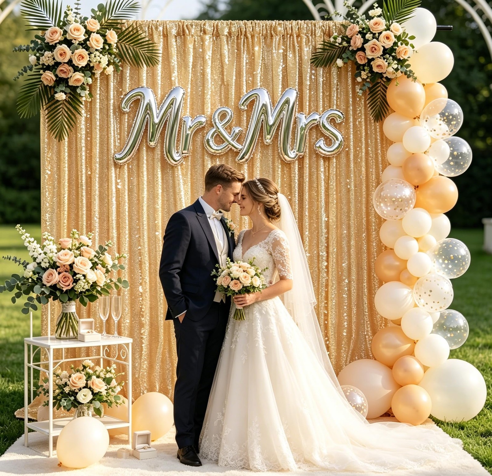 Gold Sequin Backdrop Curtain 8×8 Ft Glitter Gold Photography Background