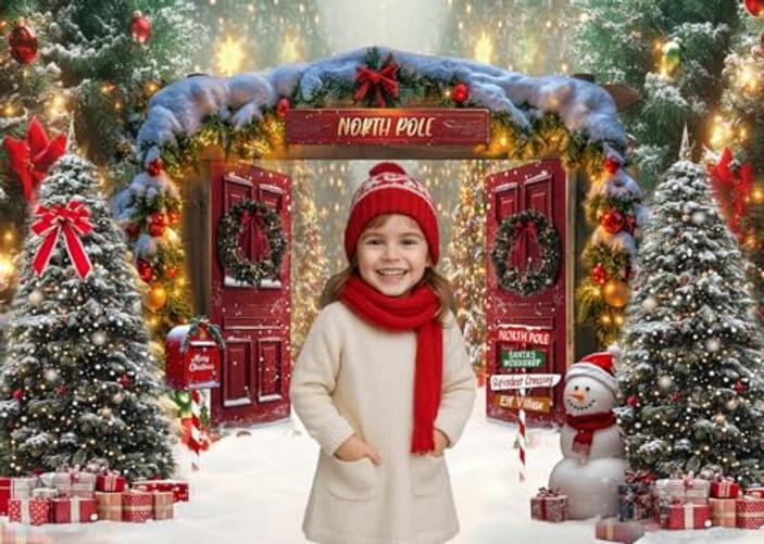 Santa’s 7x5ft Fabric Backdrop for Christmas – North Pole Forest