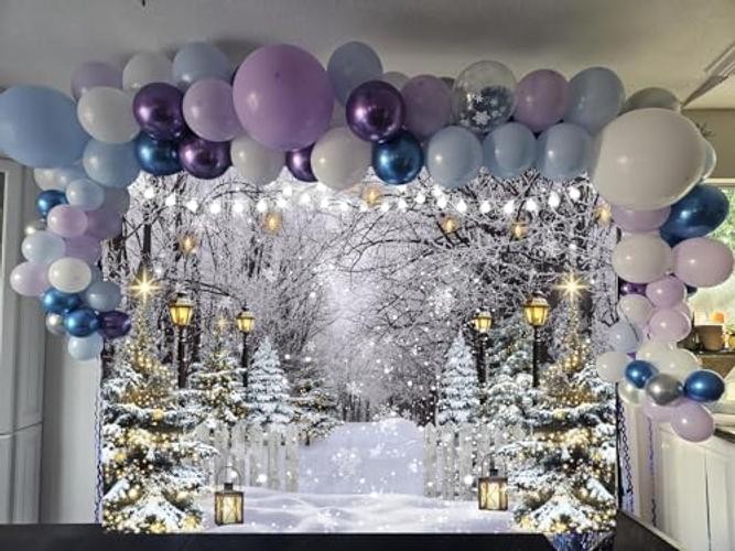 Snowflake Tree Forest Backdrop – Winter Wonderland Scene – 7x5FT