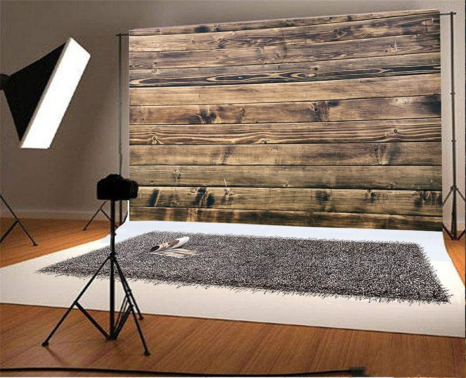 AOFOTO 10x8ft Brown Wood Backdrop Vintage Wooden Board Background Old Wood Pl…