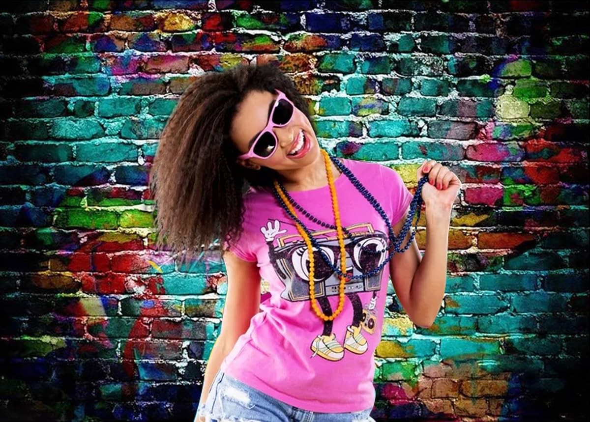 Dudaacvt Graffiti Photography Backdrop, 10×8 ft Colorful 10x8ft, Random color