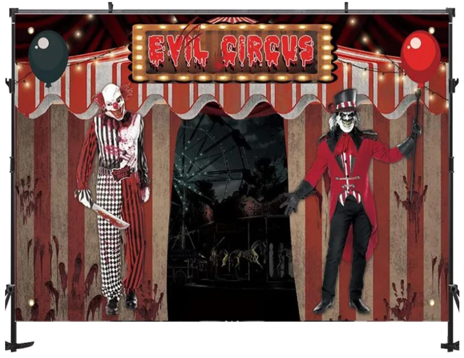 Halloween Backdrop Evil Circus Theme Horror Clown Carnival Birthday 7×5 FT