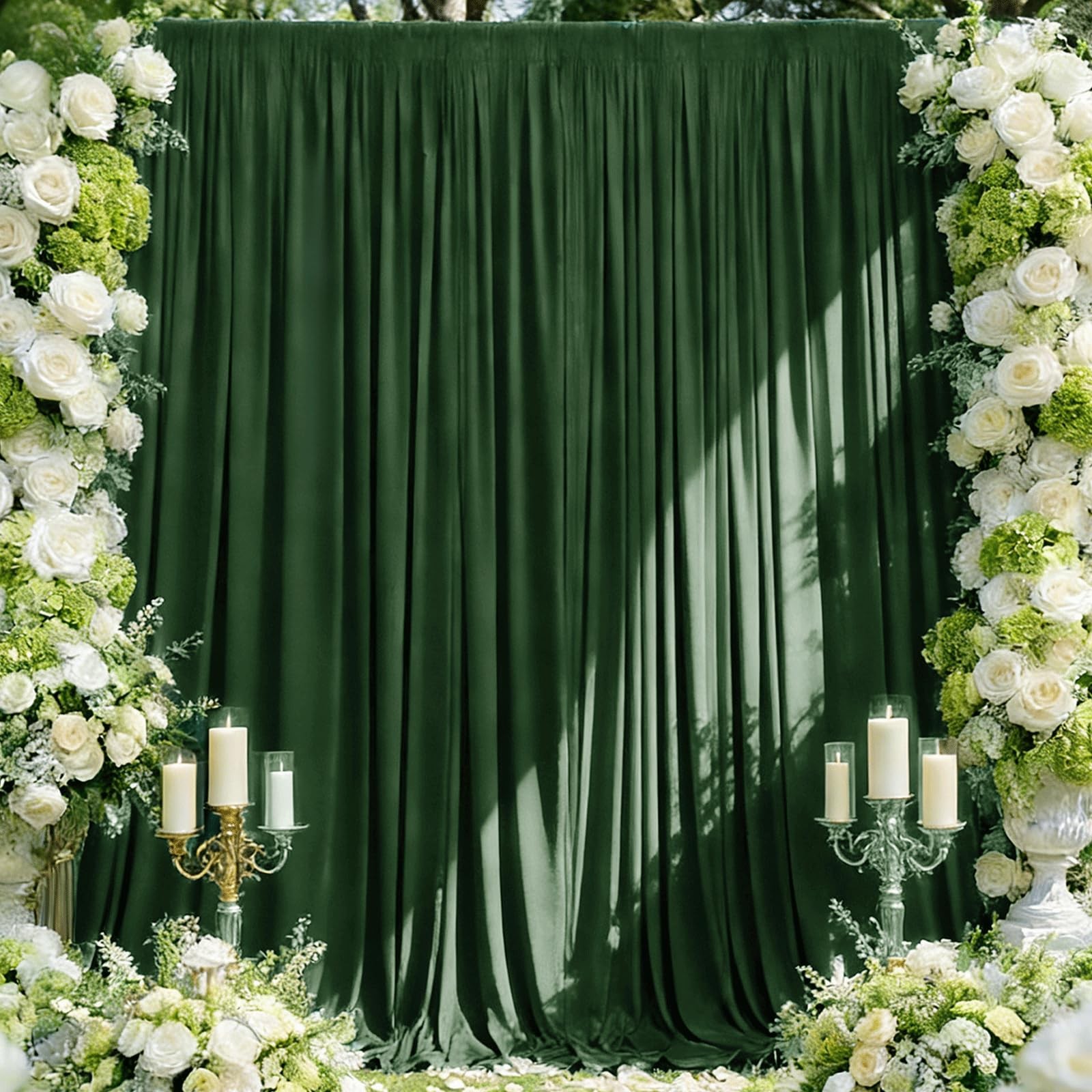 Green Backdrop Curtains 10×10 Ft Polyester Photo Drapes Rod Pocket 2 Panels