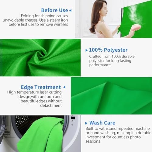 Green Screen Backdrop, 5 X 7Ft Greenscreen Background for Photoshoot, Small Gr