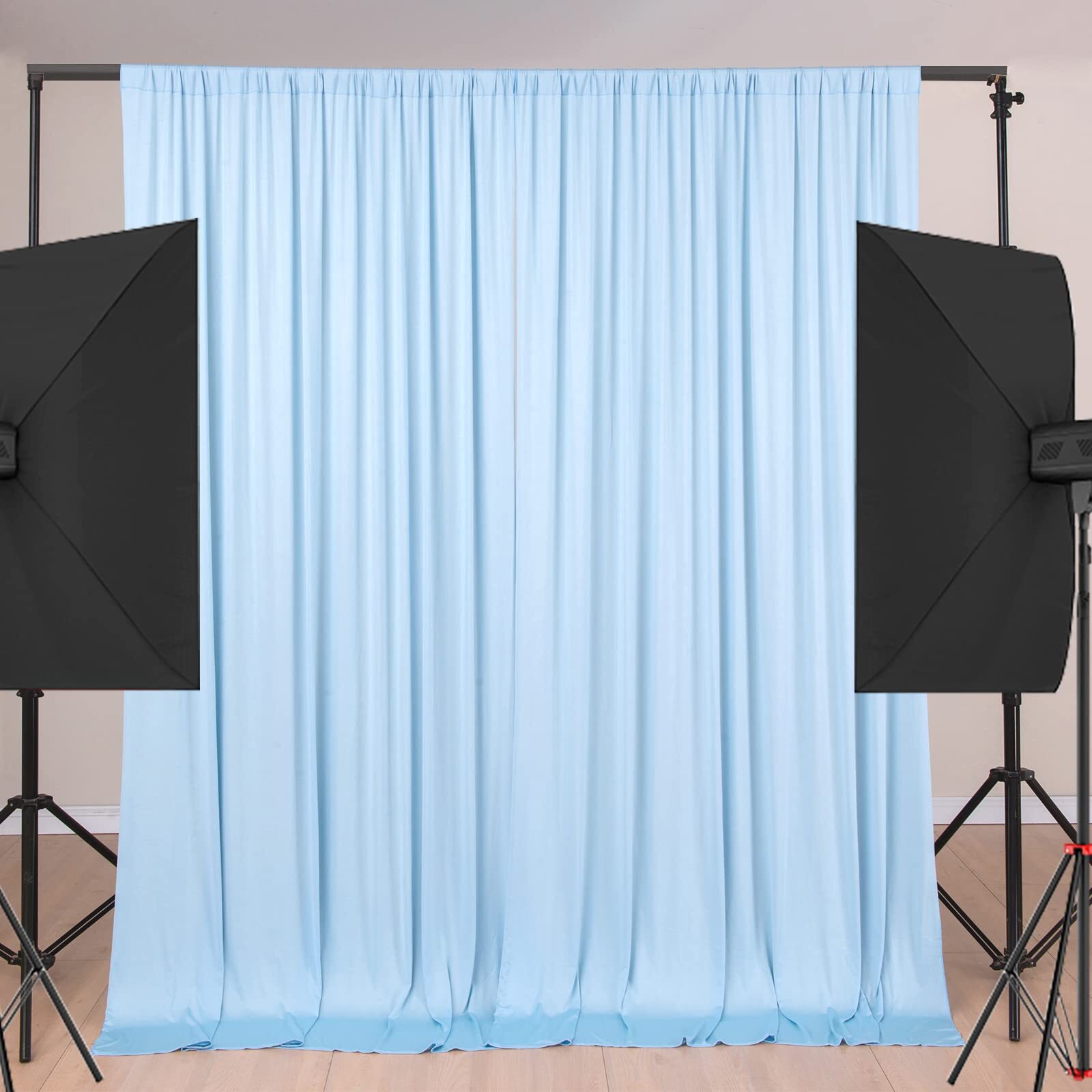 10x9ft Wrinkle Free Baby Blue Backdrop Curtains Thick Fabric Photo Drapes Party