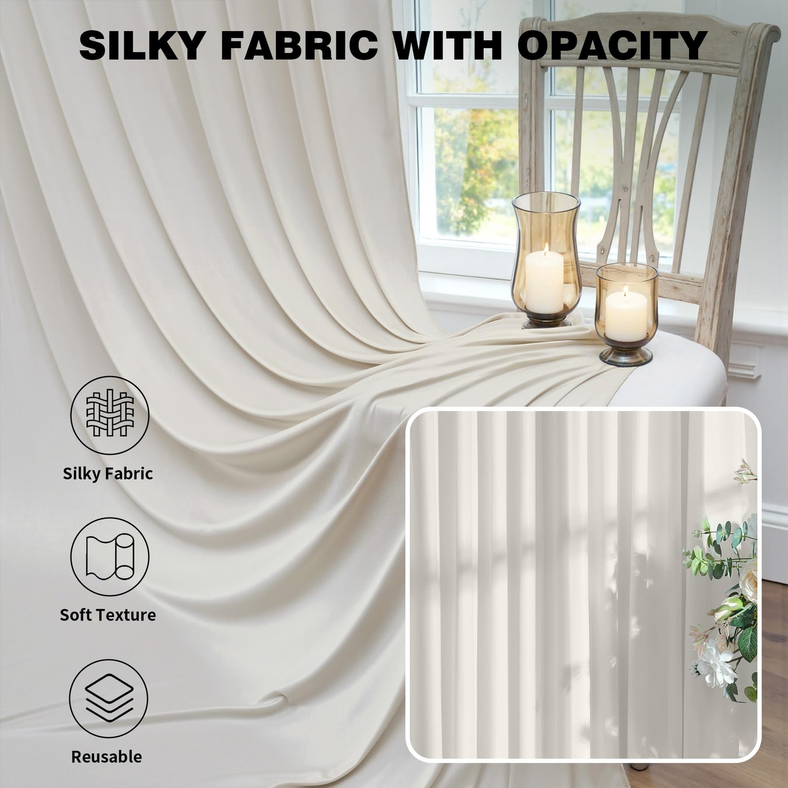 20ftx12ft Beige Backdrop Curtains for Parties, Free Polyester Beige Photo Bac…