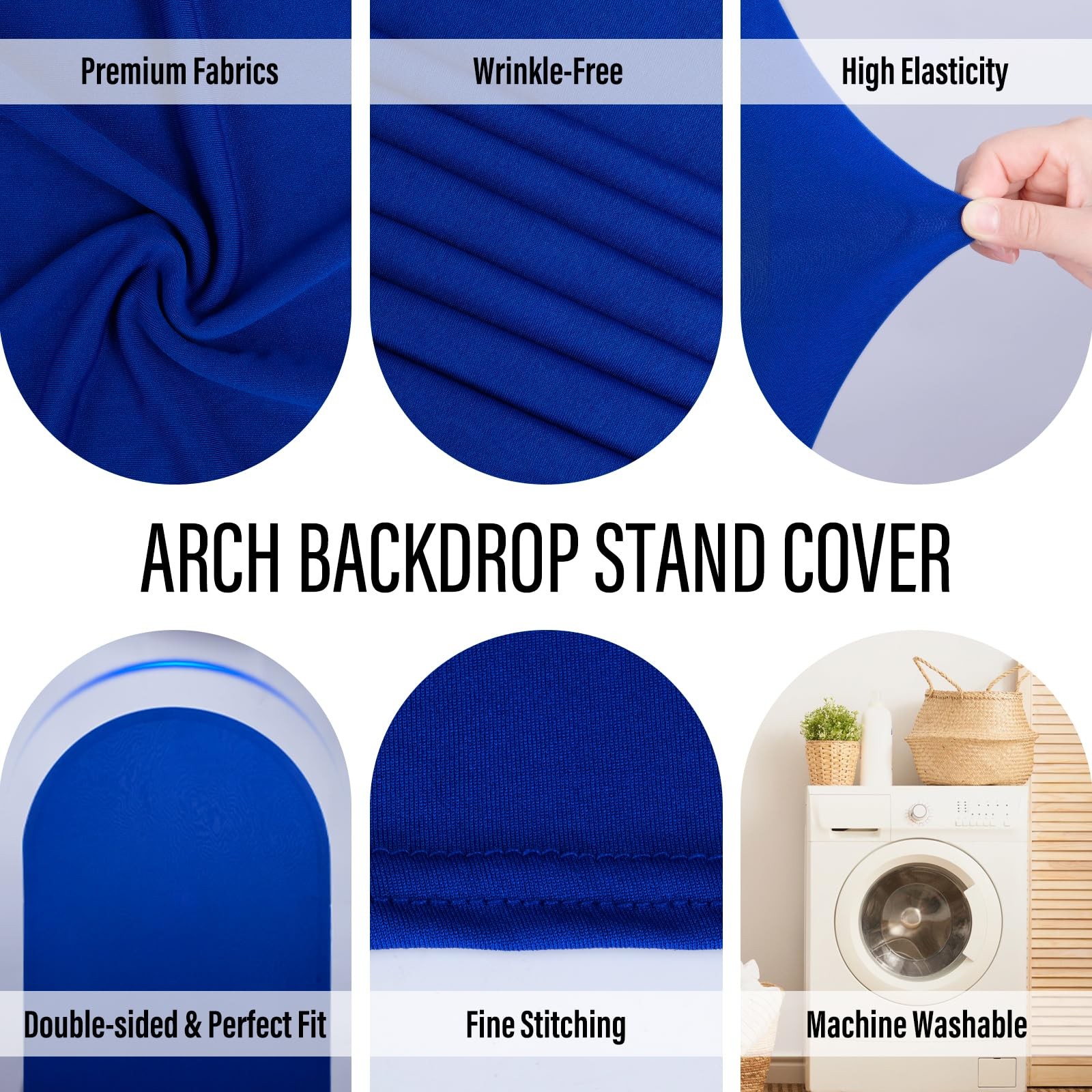 “2 Pack Royal Blue Spandex Wedding Arch Covers for Events, 6.6FT & 7.2FT”