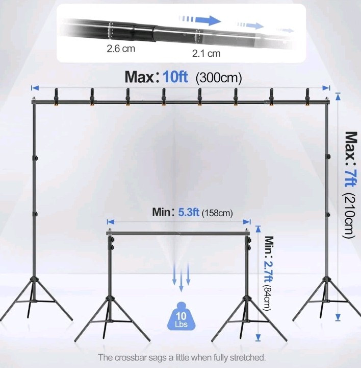 New Emart Backdrop Stand 10x7ft(WxH) Photo Studio Adjustable Background Stand