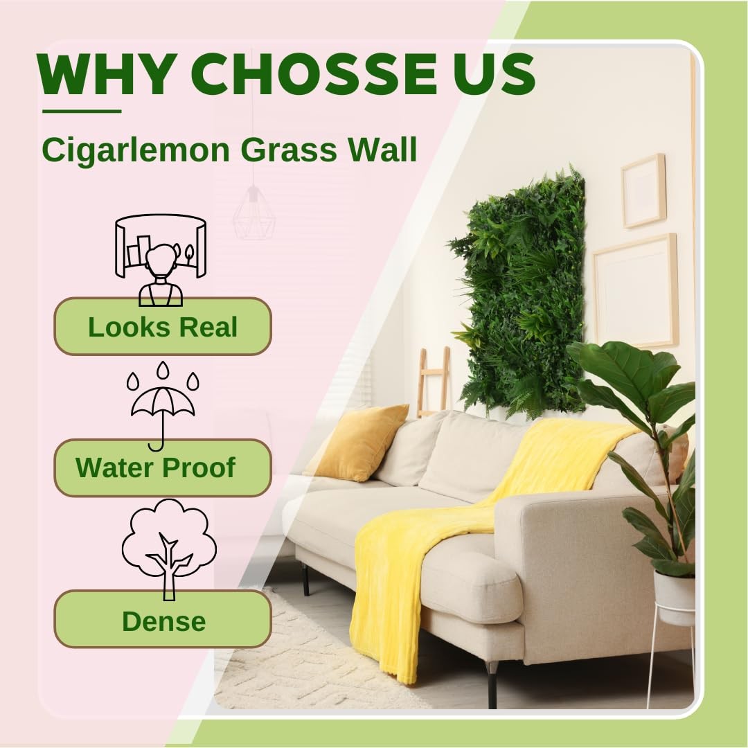 Cigarlemon Artificial Green Wall Panels 20″x20″, Faux Hedge Wall for Privacy …