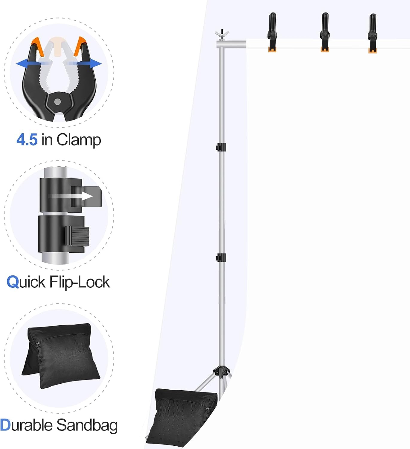 Backdrop Stand 10×8.5ft(WxH) Photo Studio Adjustable Background Stand Support