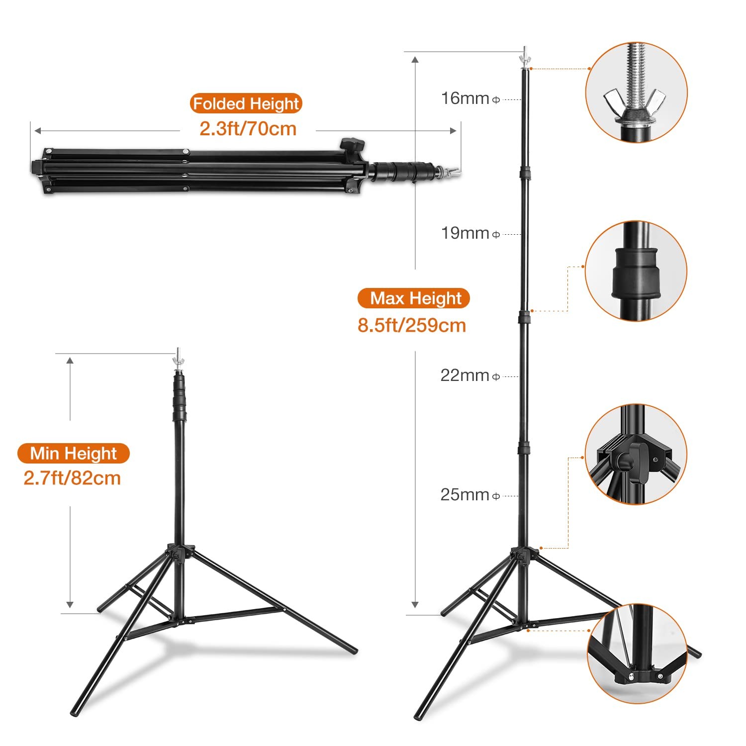 8.5X10ft Background Stand Backdrop Support System Kit Photo Video Studio Adju…
