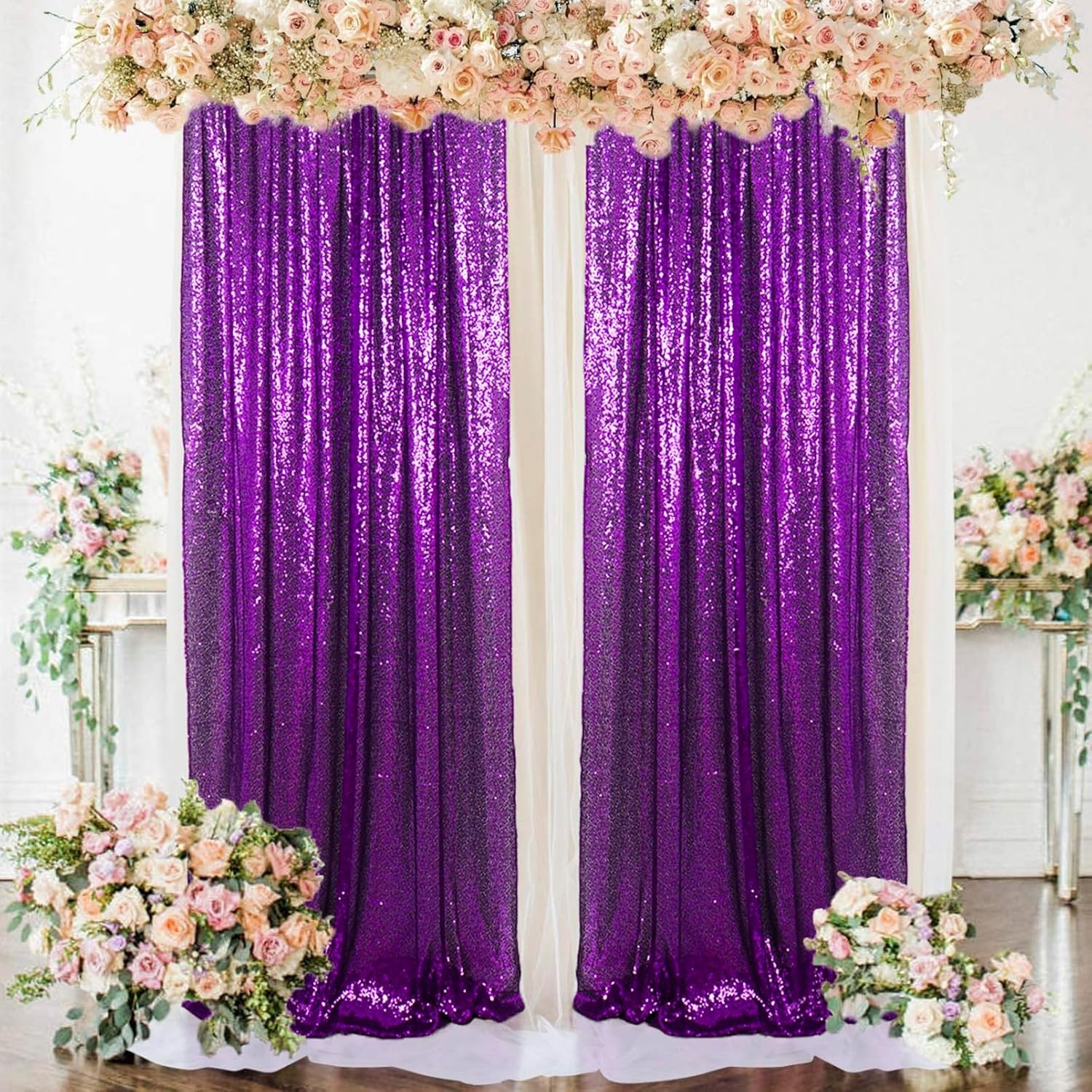 2FTx8FT Purple Sequin Backdrop Curtains | Glitter Photography Background | Sp…