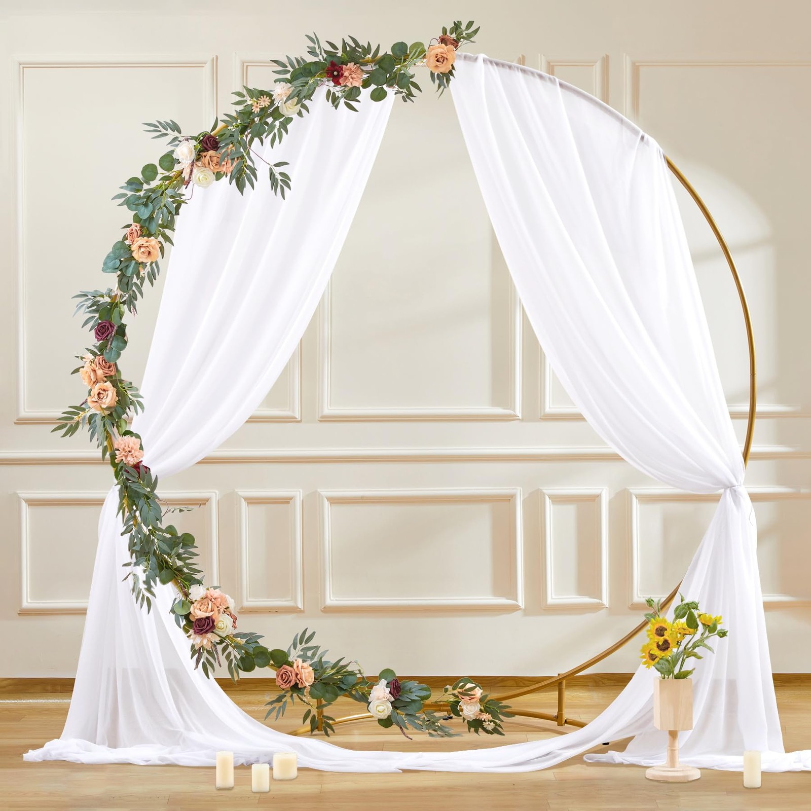 1 Panel White Sheer Arch Draping Fabric, 30-Inch x 20-Foot, Wedding Backdrop