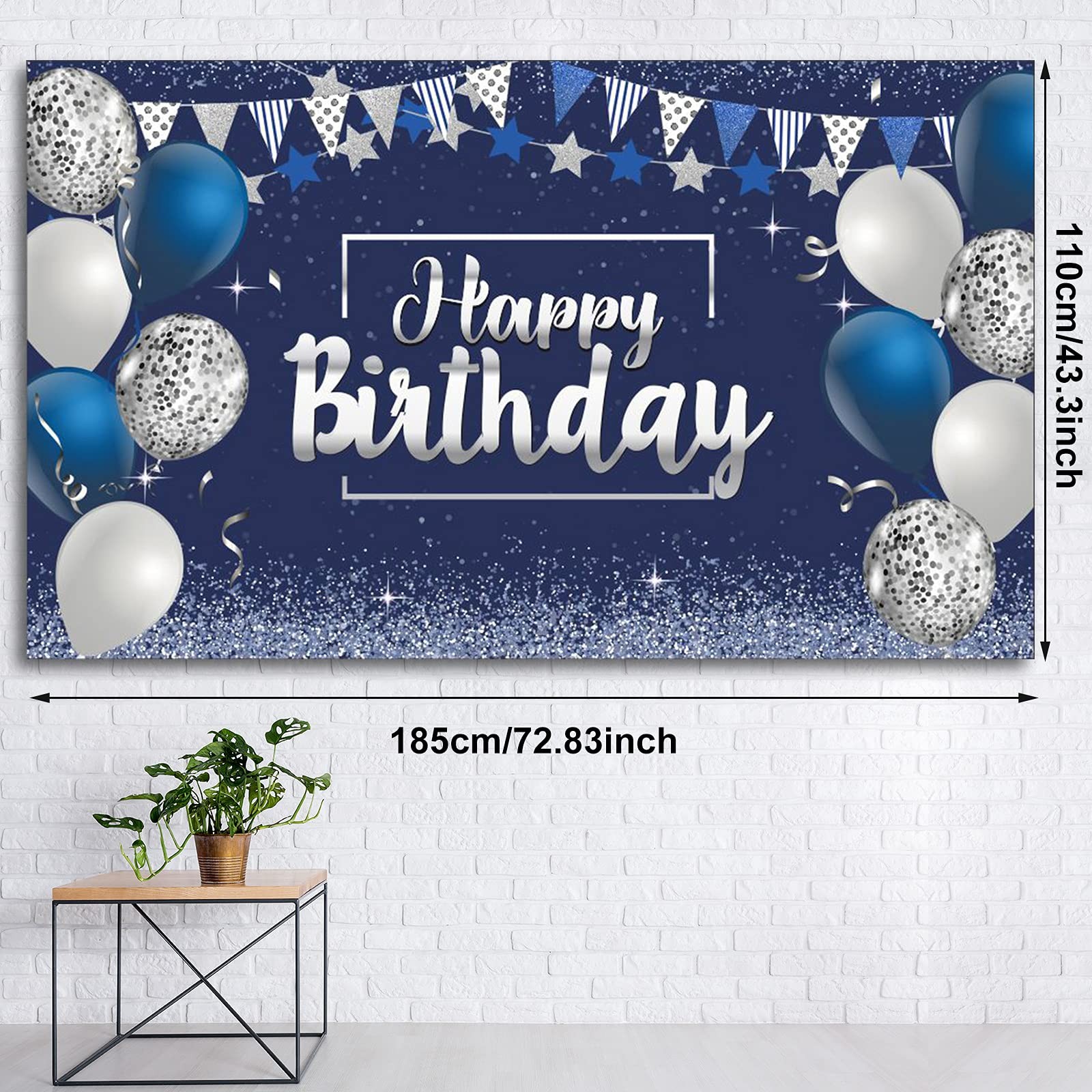 Black Purple Happy Birthday Banner Party Backdrop Decorations Photo Background