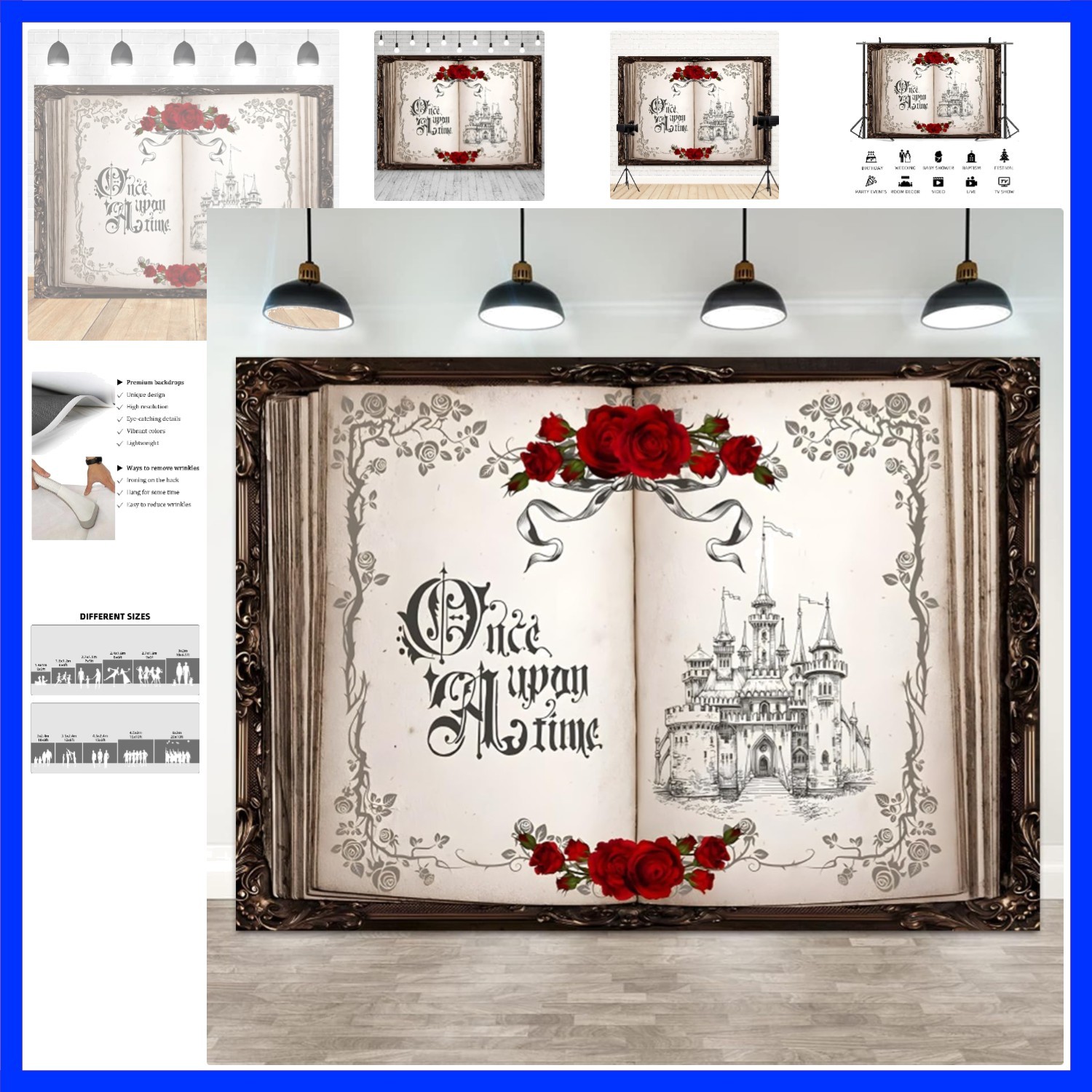 10x8ft Once Upon a Time Backdrop Princess Castle Wedding Party Photography Ba…