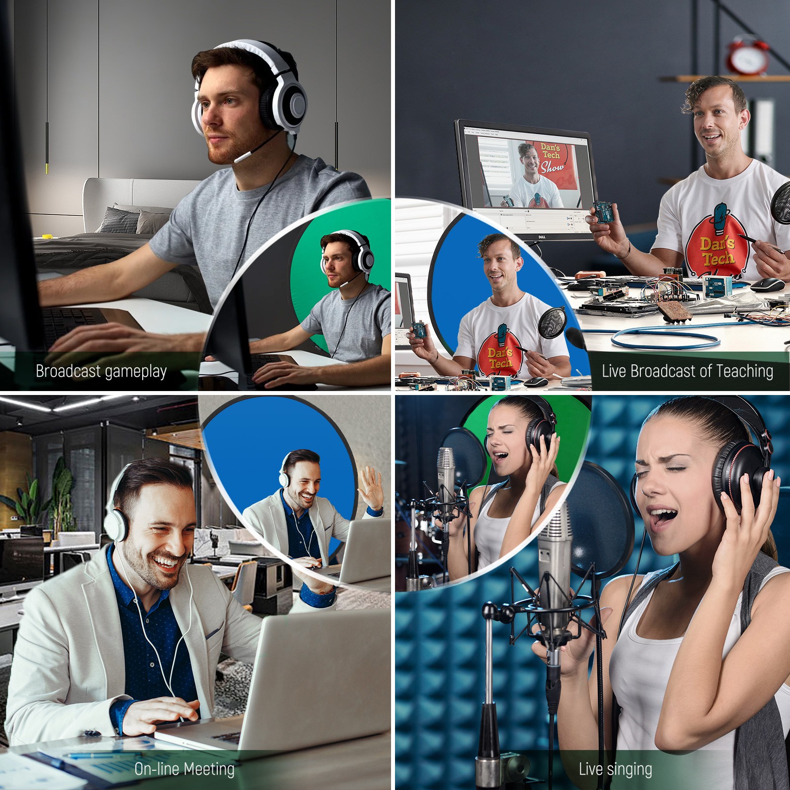 Portable Circular Backdrop Green Screen Photography Background For Photo Video