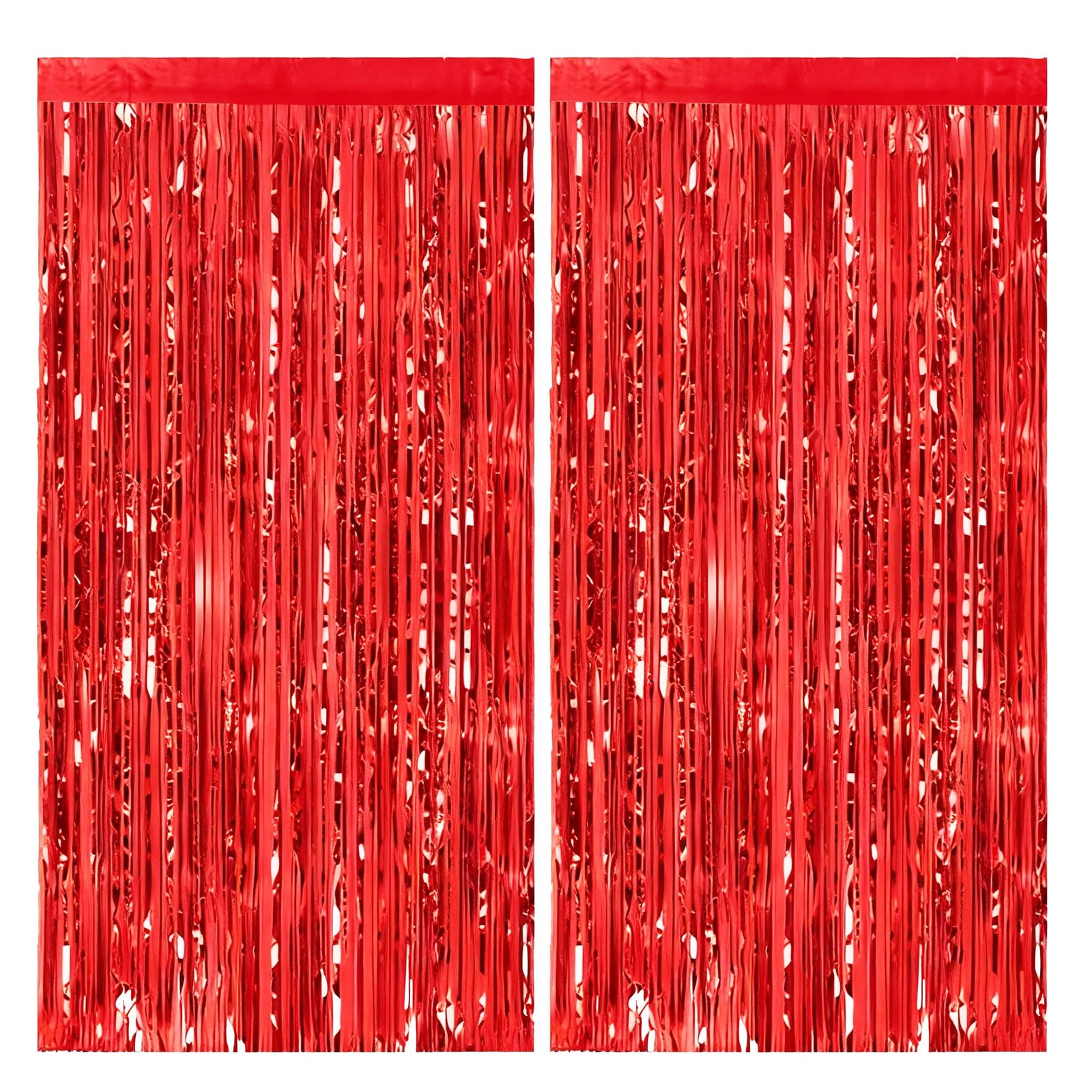 5 PCS Red Tinsel Backdrop 3.28×6.56 FT Glitter Foil Fringe Curtain Party