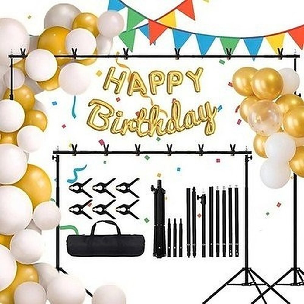 7x10ft Adjustable Photo Backdrop Stand Kit w/ 5 Crossbars 6 Clamps Bag #R048