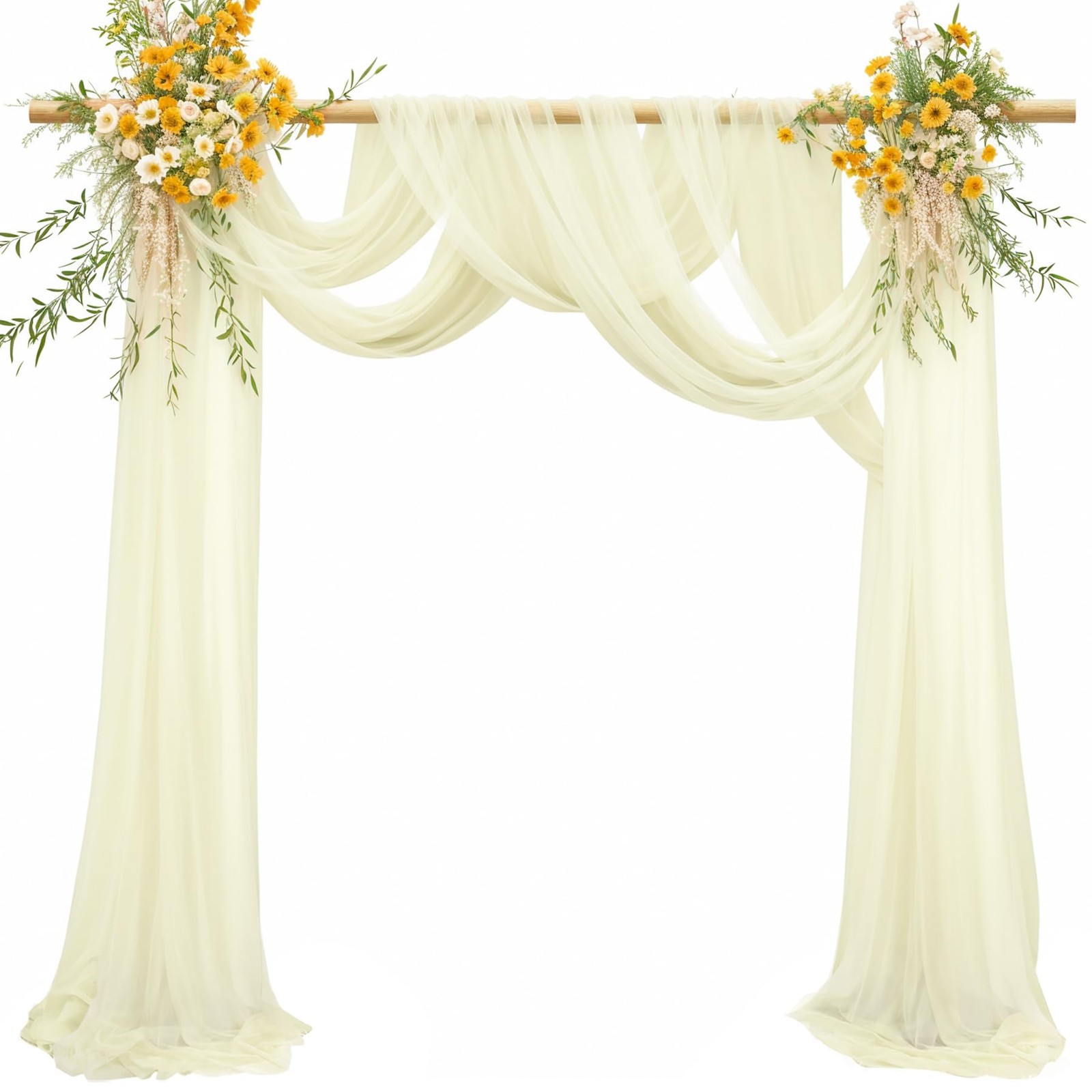 1 PCS 28 Inch x 19 Ft Ivory Sheer Wedding Arch Backdrop Curtain Drape Party