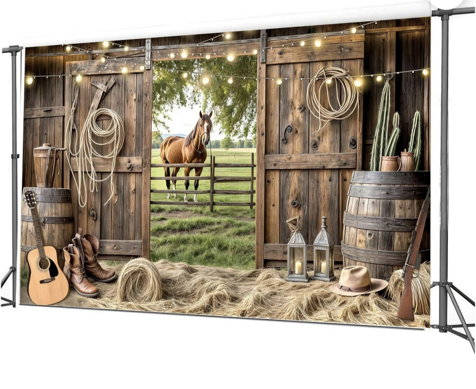 7x5ft Backdrop Cowboy Horse Barn Western Theme- NEW