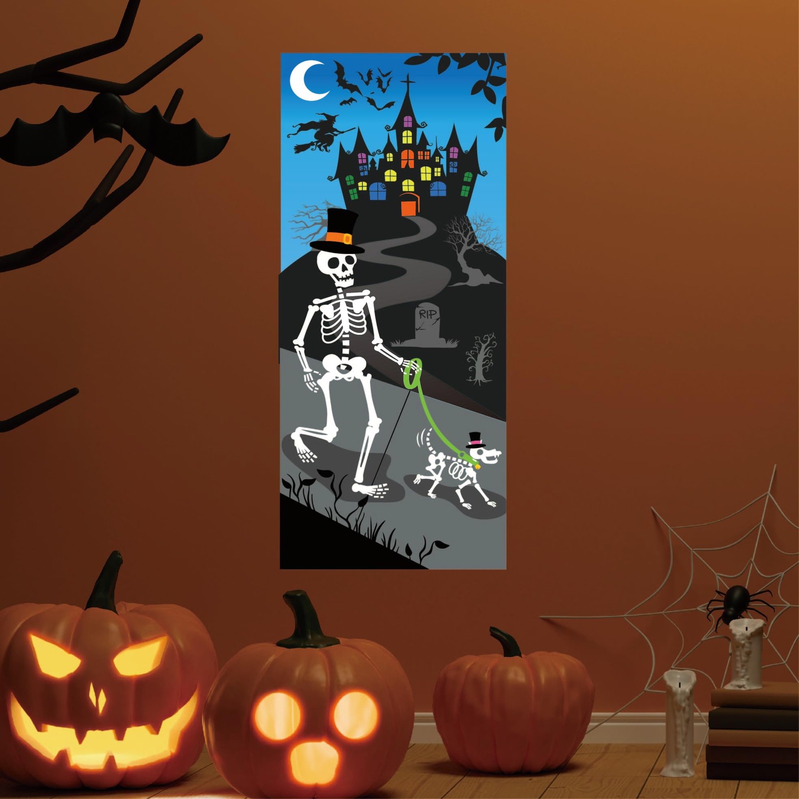 Halloween Door Cover Poster Party Supplies Front Door Sign Banner Holiday Decor