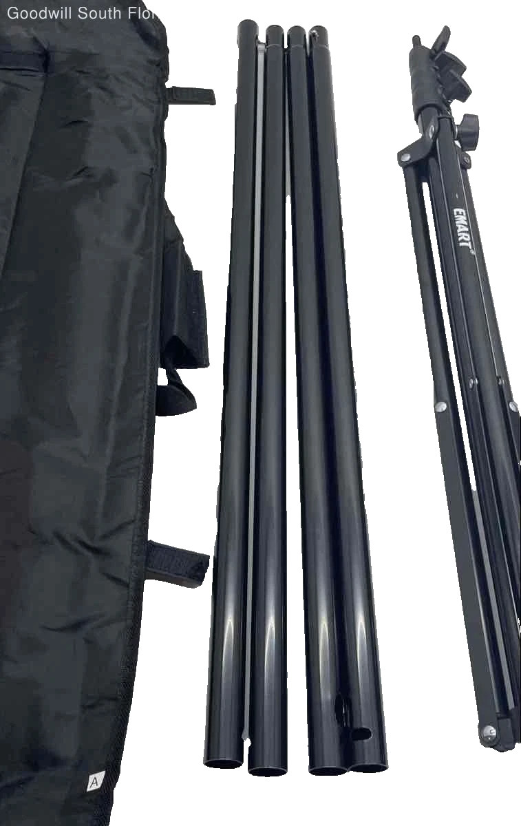 Emart Black Back Drop Stand 7ftx10ft Adjustable Legs with Carrying Case S1