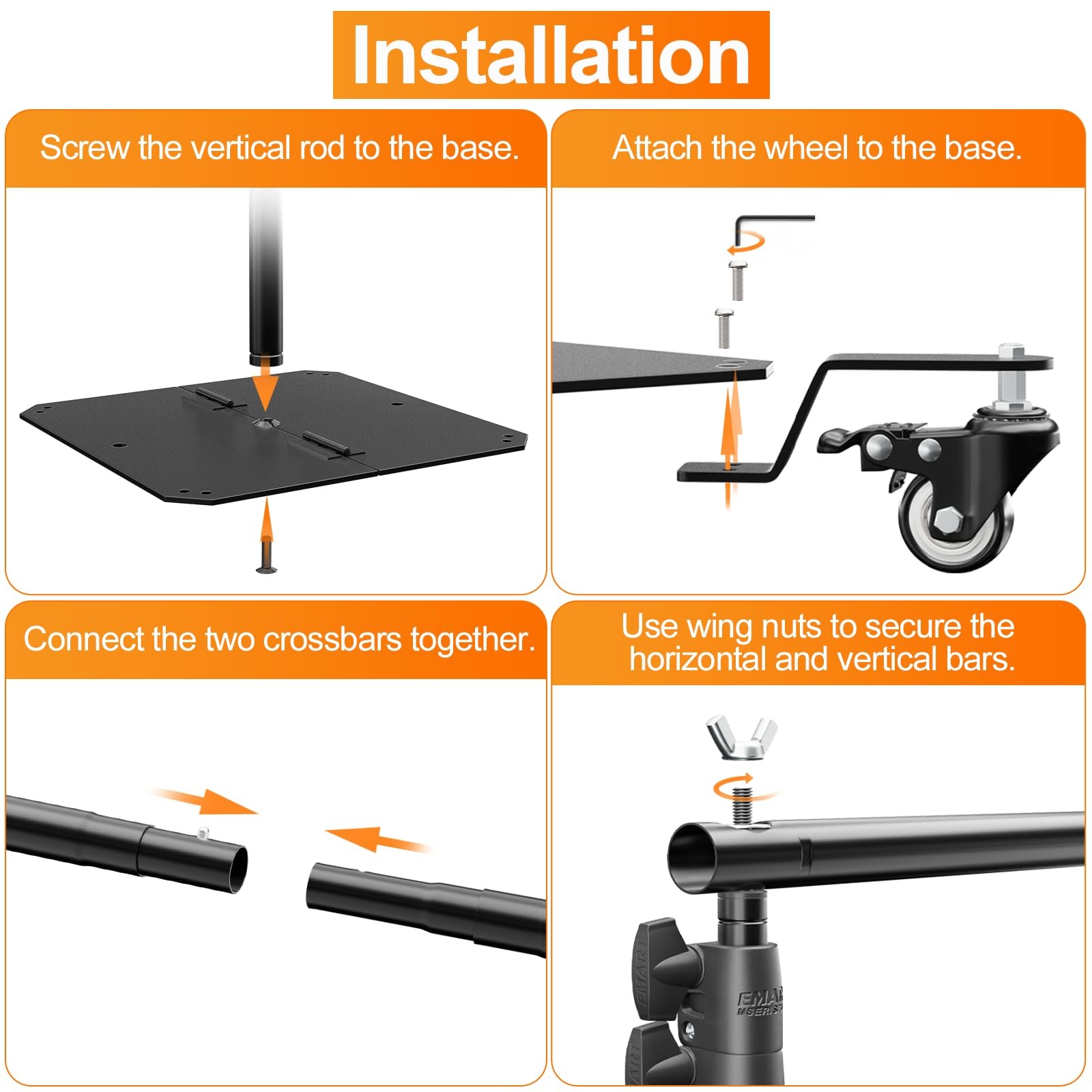 Backdrop Stand with Wheels, 8.5x10ft Adjustable Photo Background Holder with …