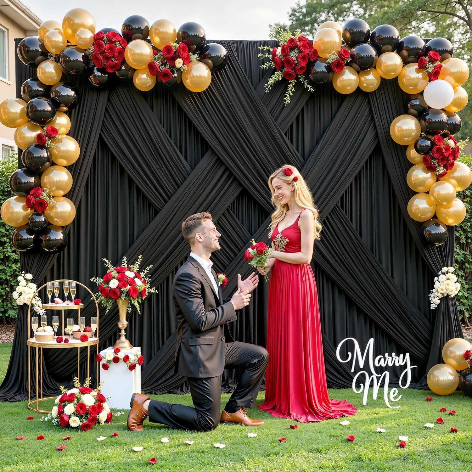 Elegant 10ft x 7ft Black Backdrop Curtains – Set of 2 for Parties & Weddings
