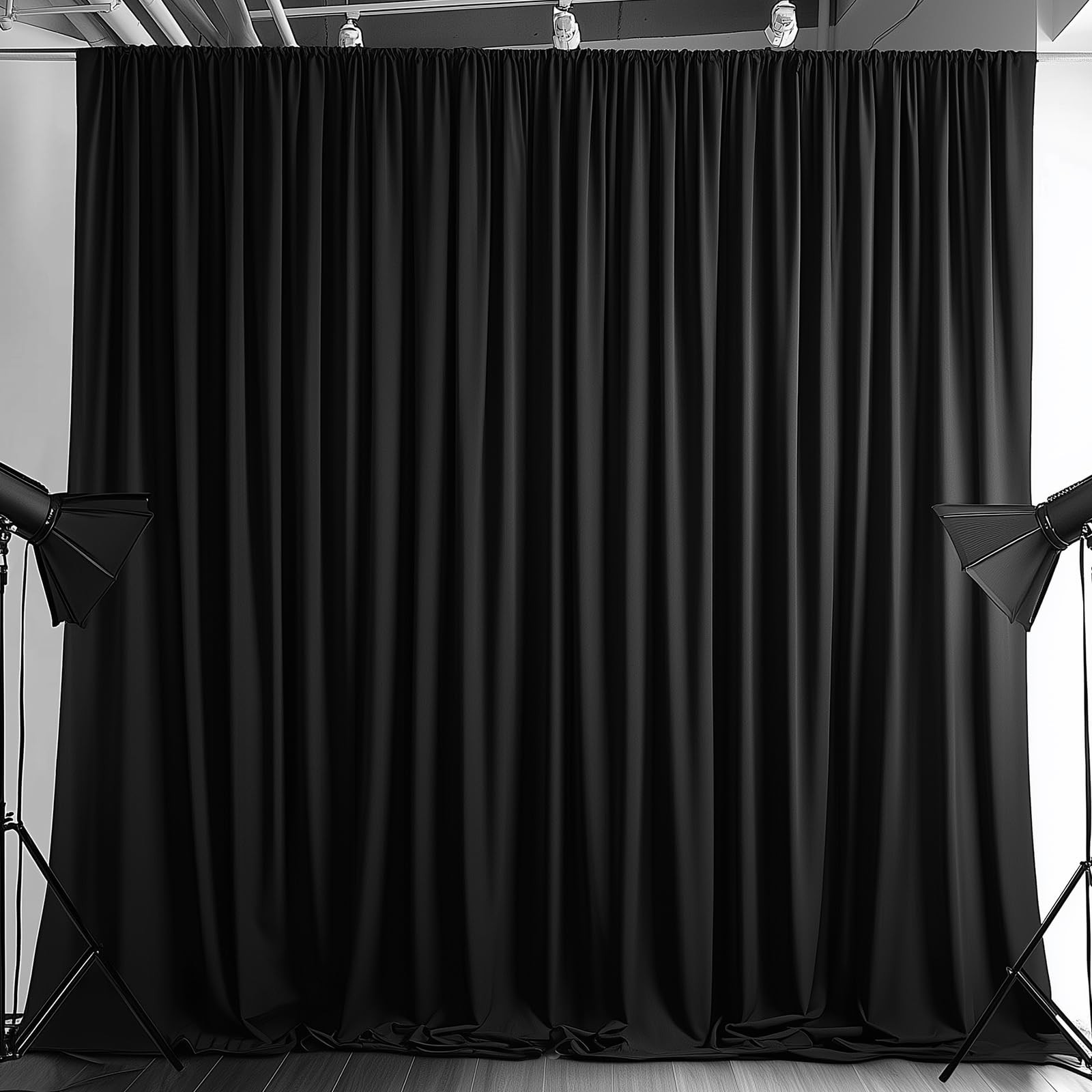 2 PCS Black Backdrop Curtains 5×10 Ft Wrinkle Free Party Photo Decoration