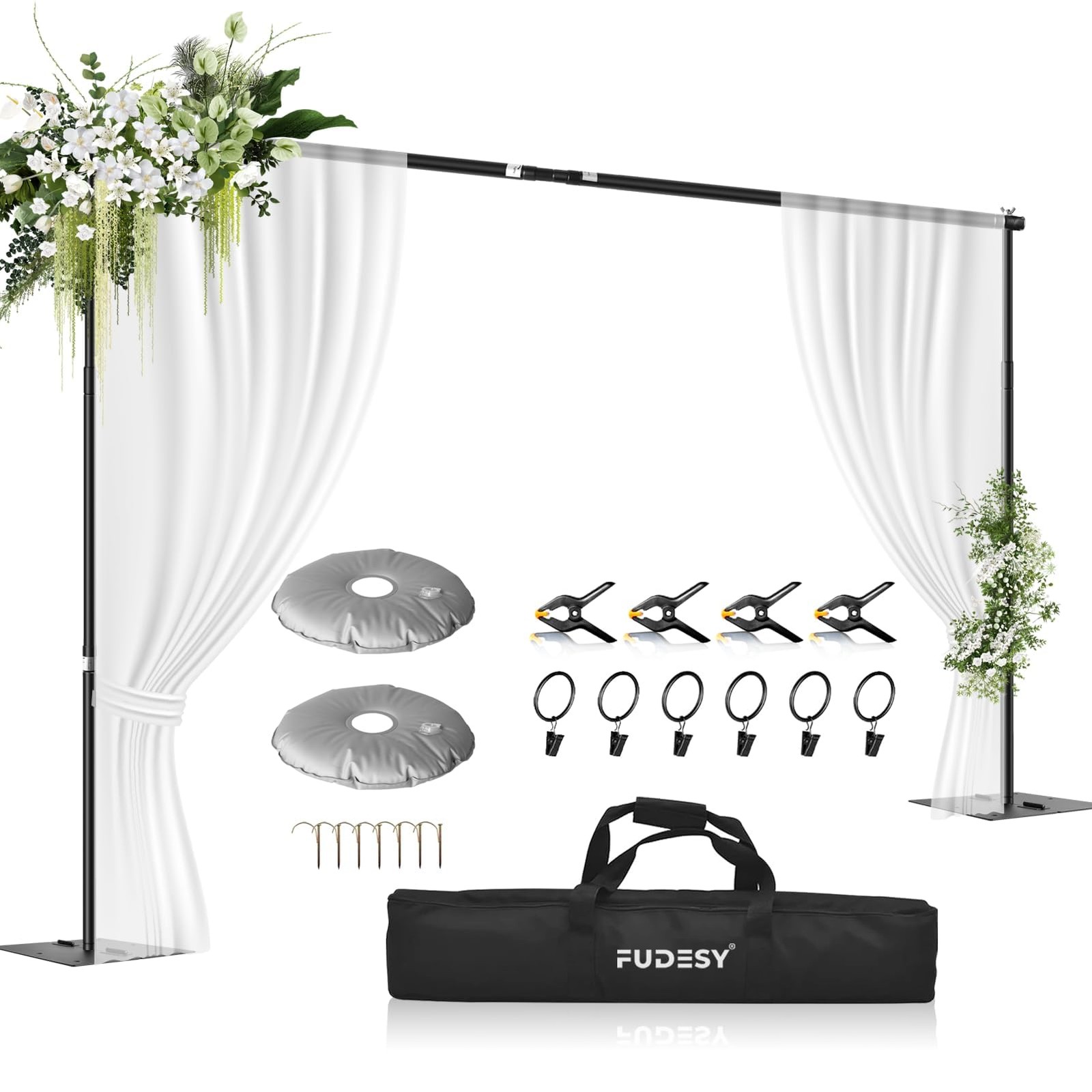 Backdrop Stand Heavy Duty, 10x10ft Adjustable Photo Background Pipe and Drape…