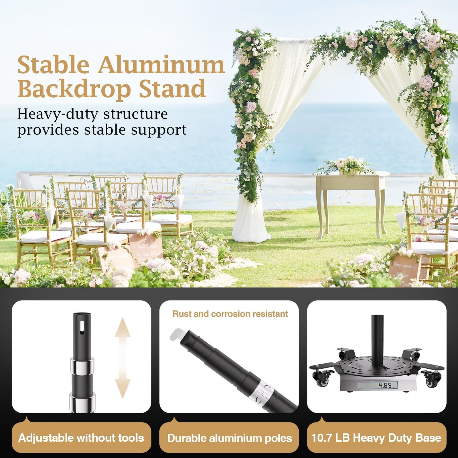 Pipe and Drape Backdrop Stand Kit, Heavy Duty Adjustable Photo Background 10f…