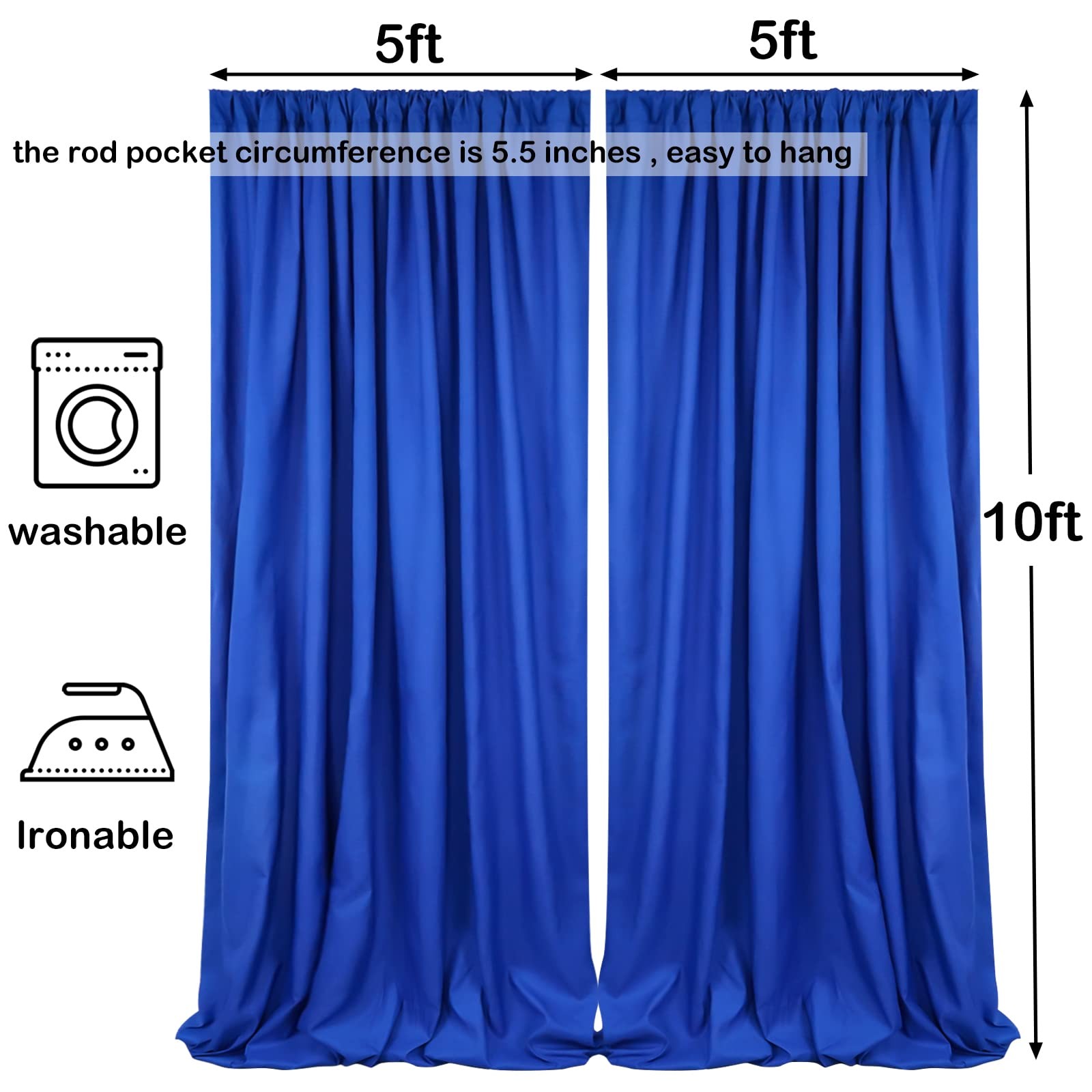 10x10FT Royal Blue Backdrop Curtains for Parties – Blue Party Backdrops for B…