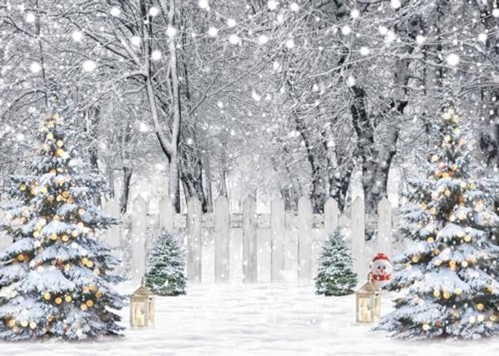 Snowy Forest Backdrop – Winter Party Background – Snowflake – 7x5ft