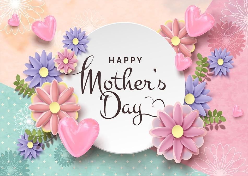 7x5ft Happy Mother’s Day Backdrops Thanks Mother Party Photoshoot Backdrops Mom’