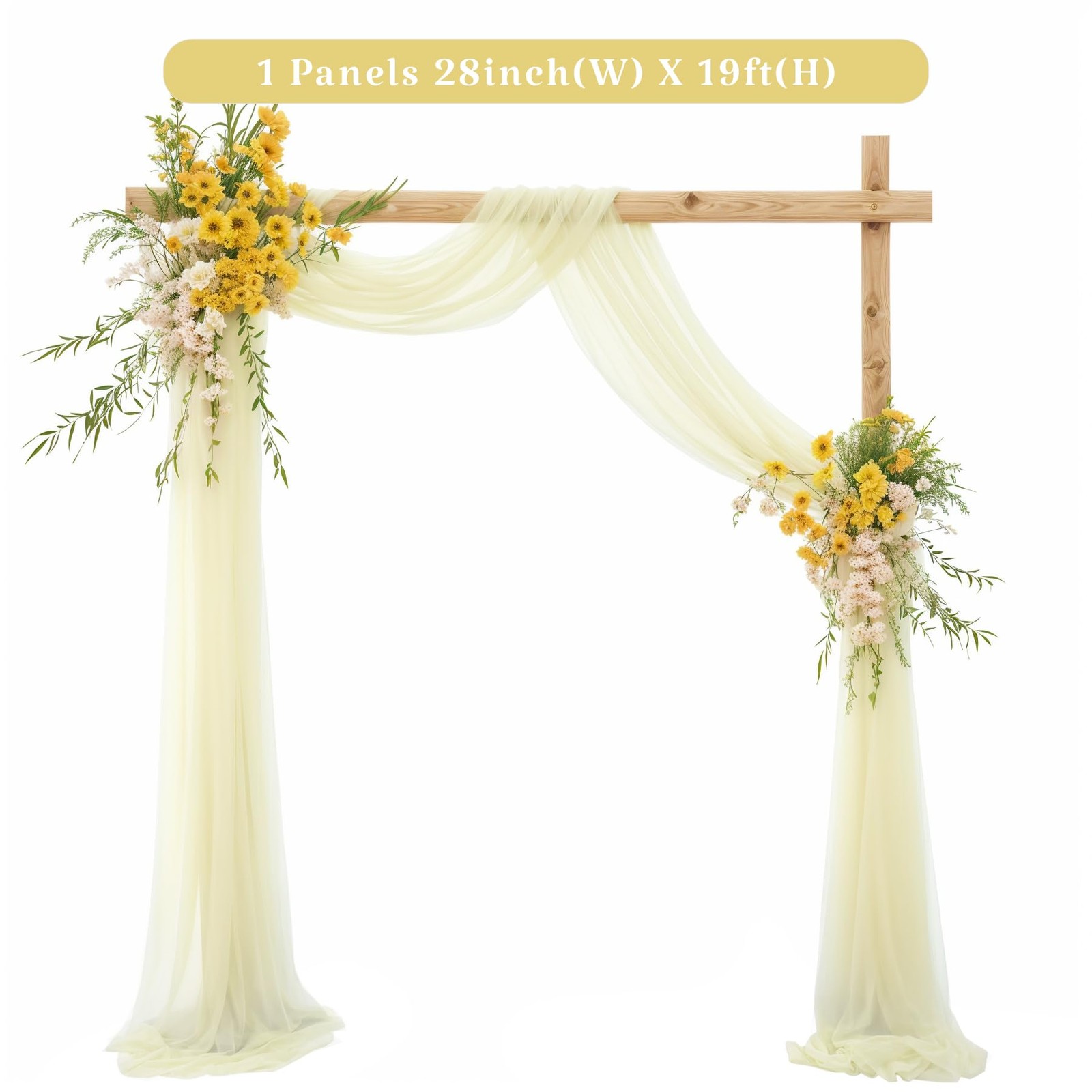 1 PCS 28 Inch x 19 Ft Ivory Sheer Wedding Arch Backdrop Curtain Drape Party
