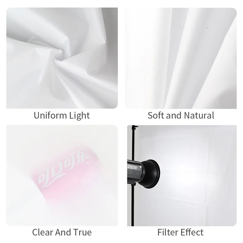 1.7X1M Photography Background Diffusion Fabric Nylon Silk White Seamless Light M