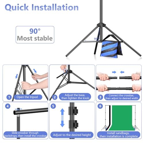 Photo Video Studio Backdrop Stand Kit, 7x10ft(backdrop stand)/6x9ft(backdrop)