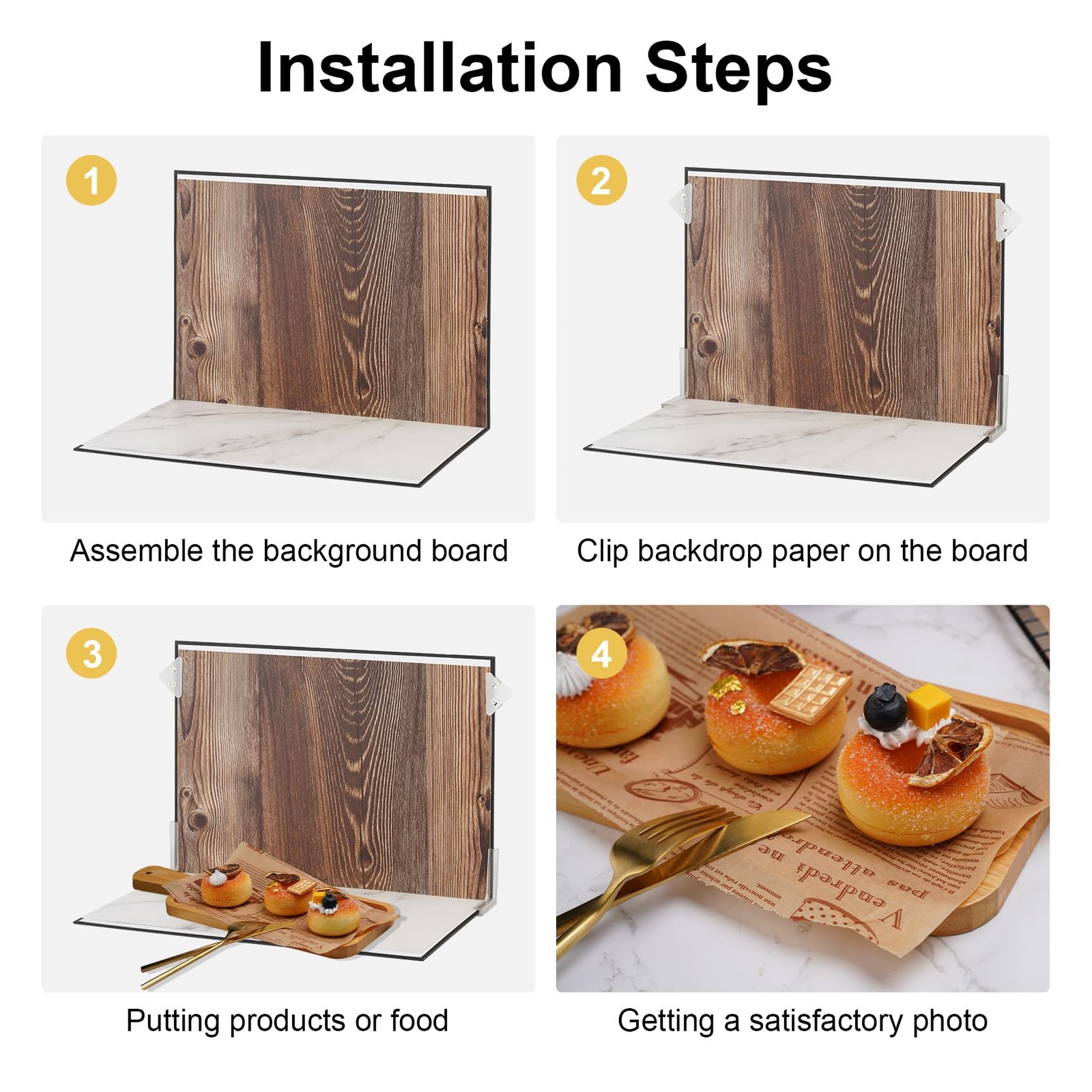 Product Photography Backdrop Kit 9 PCS 18 Patterns Board 16×11.5 Inch Food