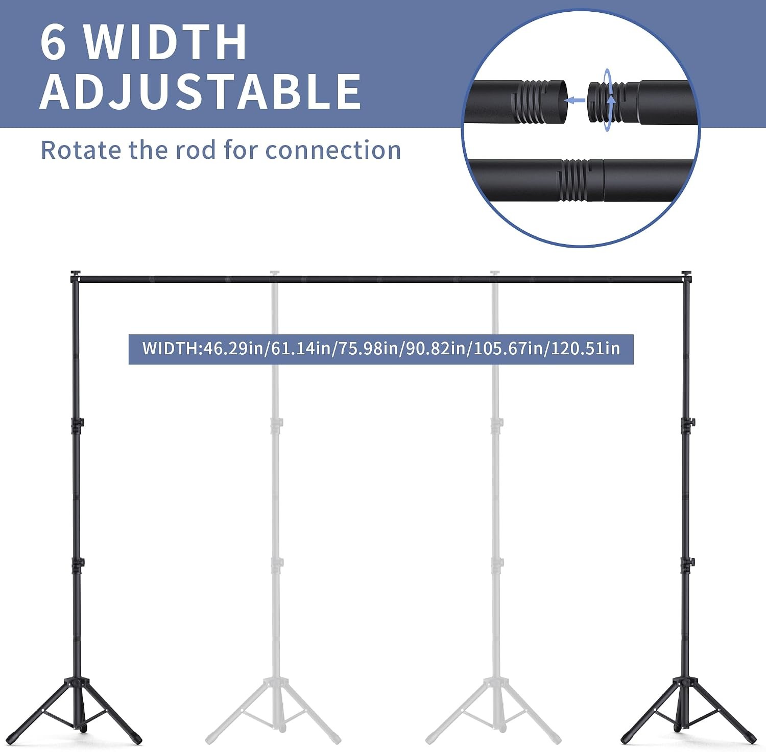 Backdrop Stand 10×7.5ft Height Adjustable & Width Adjustable Backdrop Stand Back