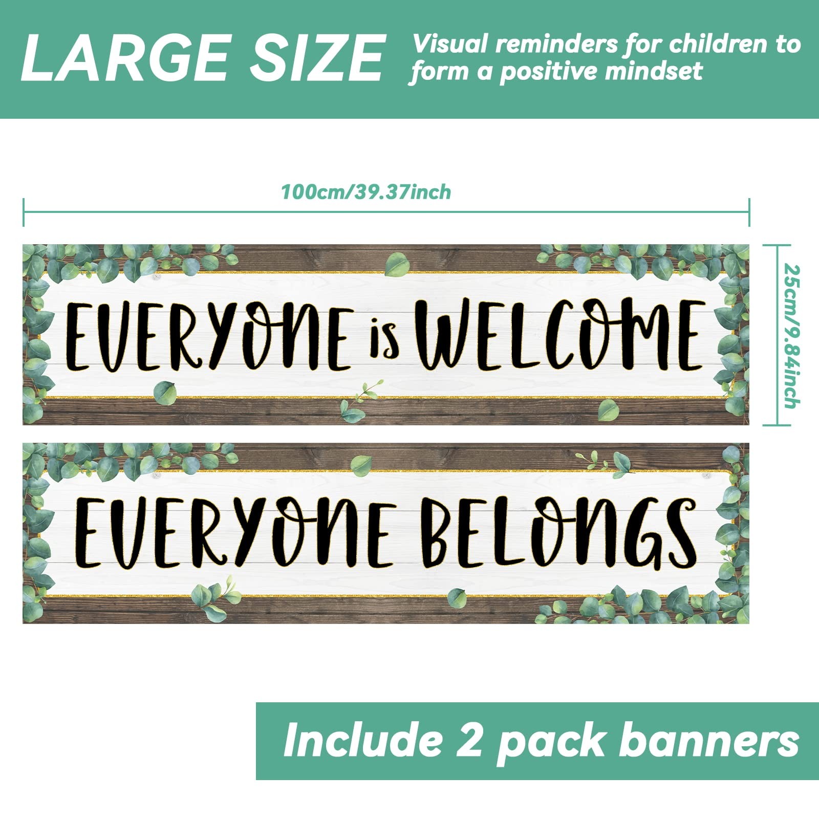 2 Pack Classroom Decorations Welcome Banner Bulletin Board Decor Poster Eucal…