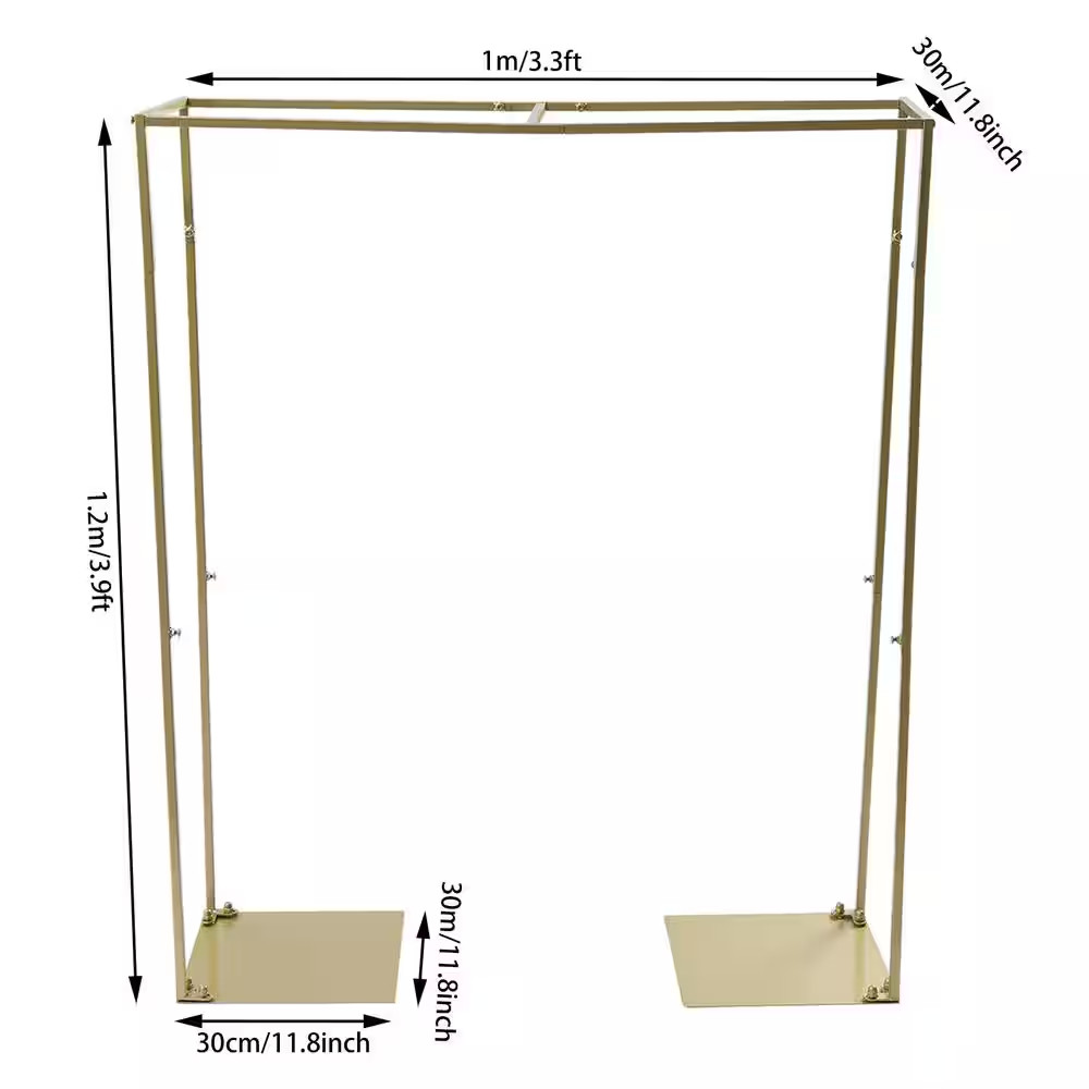 47.28 In. X 39.4 In. Gold Square Metal Wedding Garden Arch Backdrop Stand Arbor