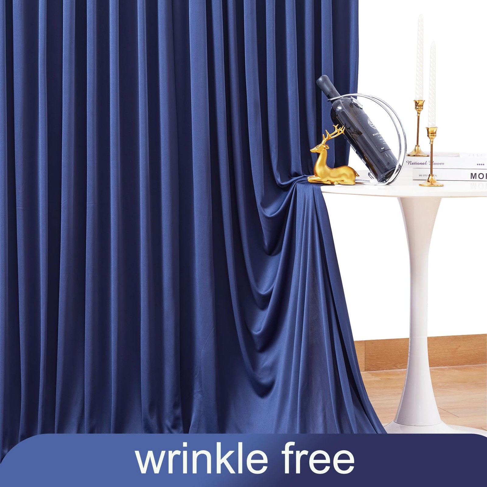 2 PCS 5×10 Ft Navy Blue Backdrop Curtain Wrinkle Free Photo Background Drape