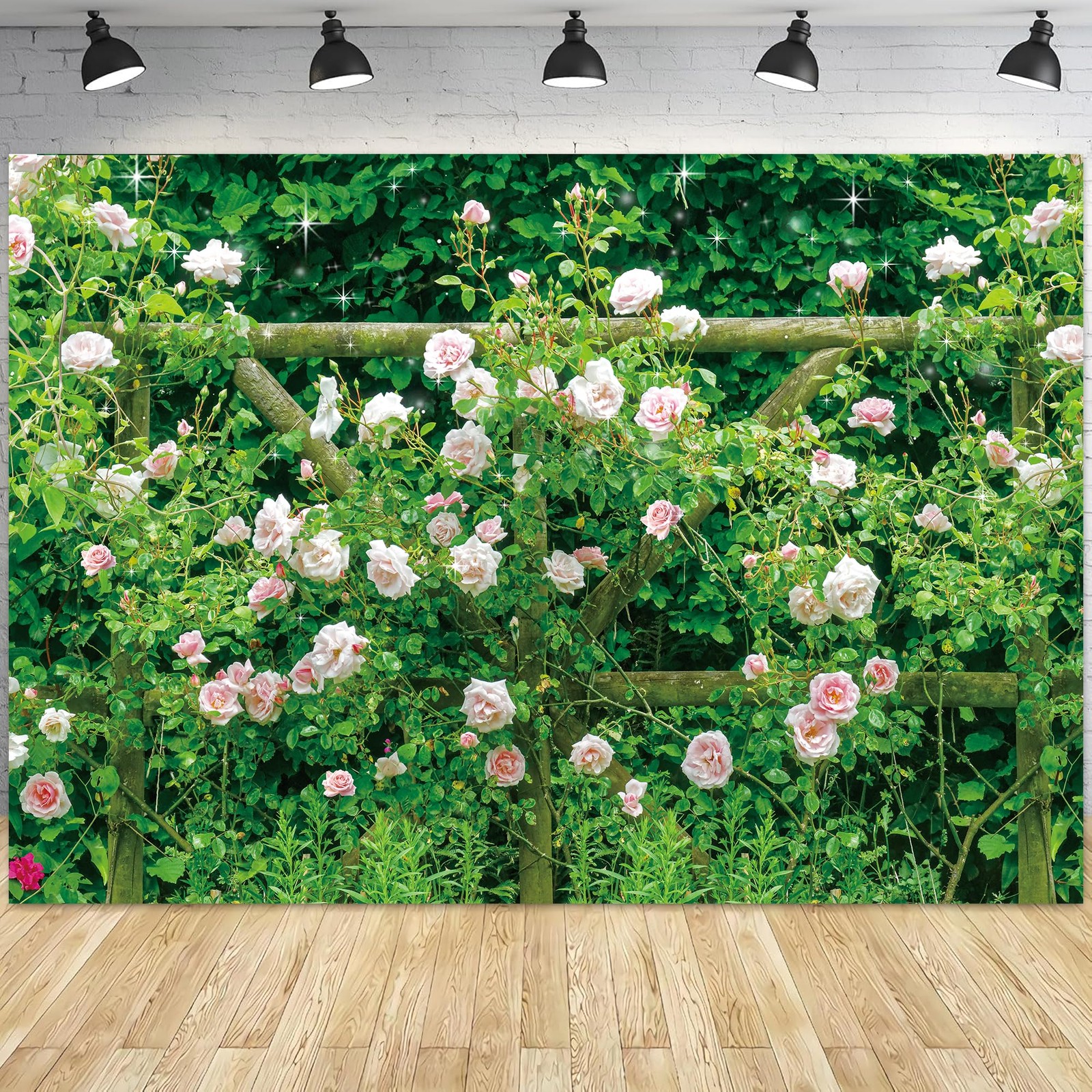 10x8FT Fabric Spring Photo Backdrop Garden Natural Floral Rose Photography