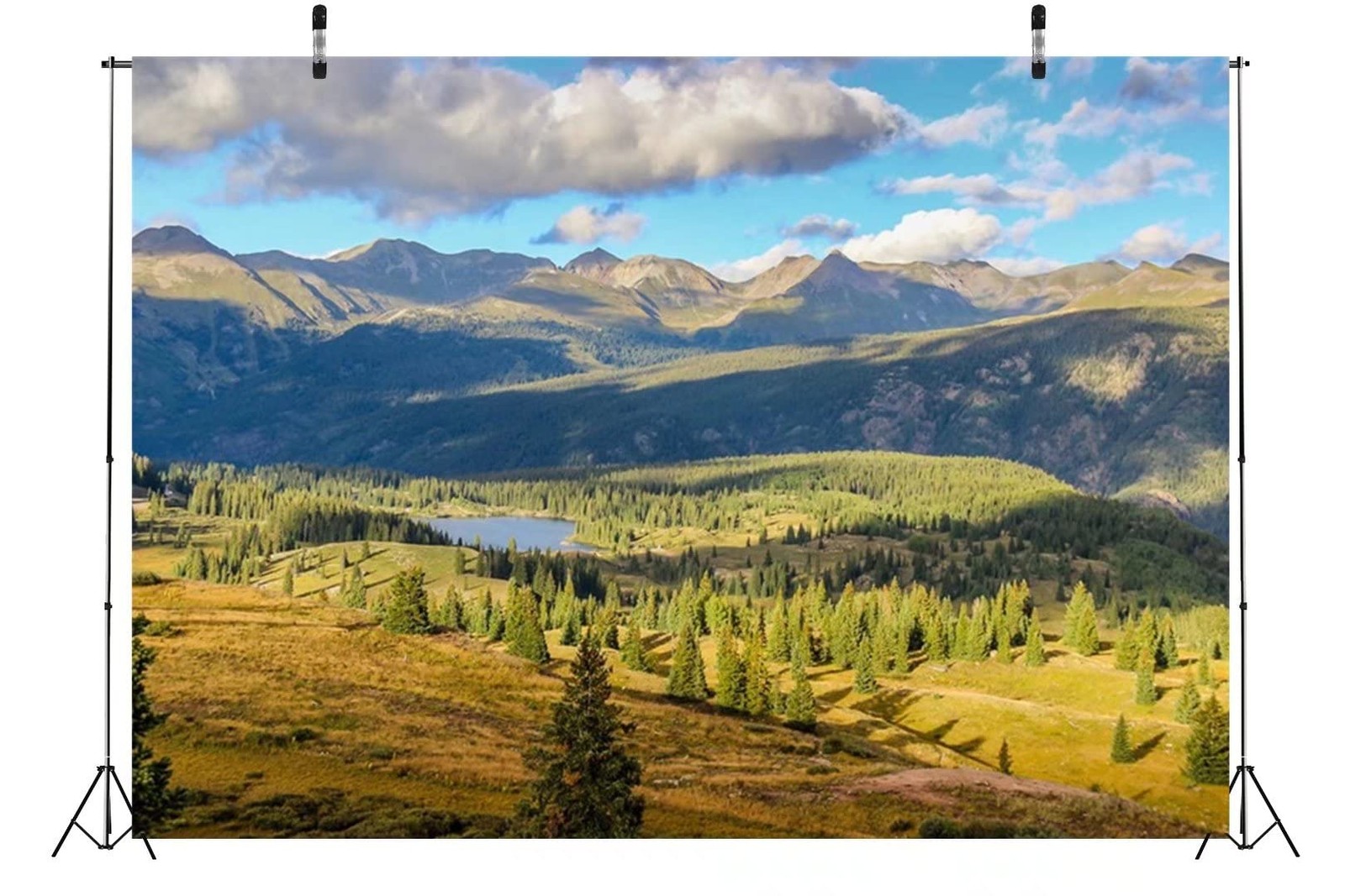 BELECO 7x5ft Soft Fabric Colorado Mountains Lake Backdrop 7x5FT, Mountain-26