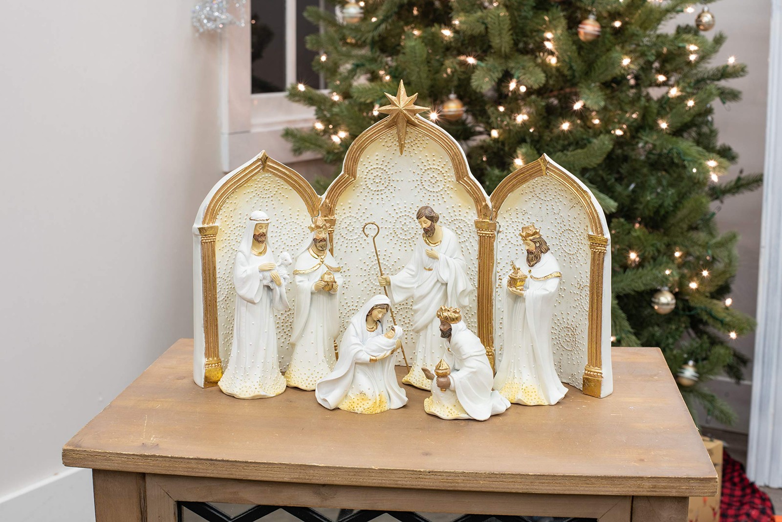 Roman 133014 Nativity Gold Dot Ivory with 11.5 inches (H), Gold,Golden