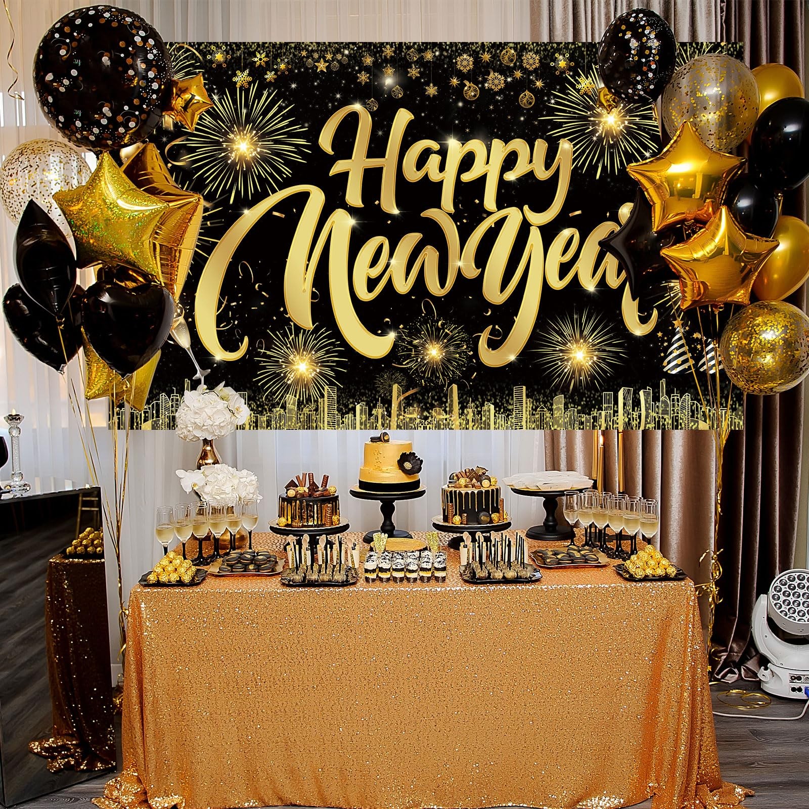 Happy New Year Party Backdrop Poster Banner Photography Background for Party
