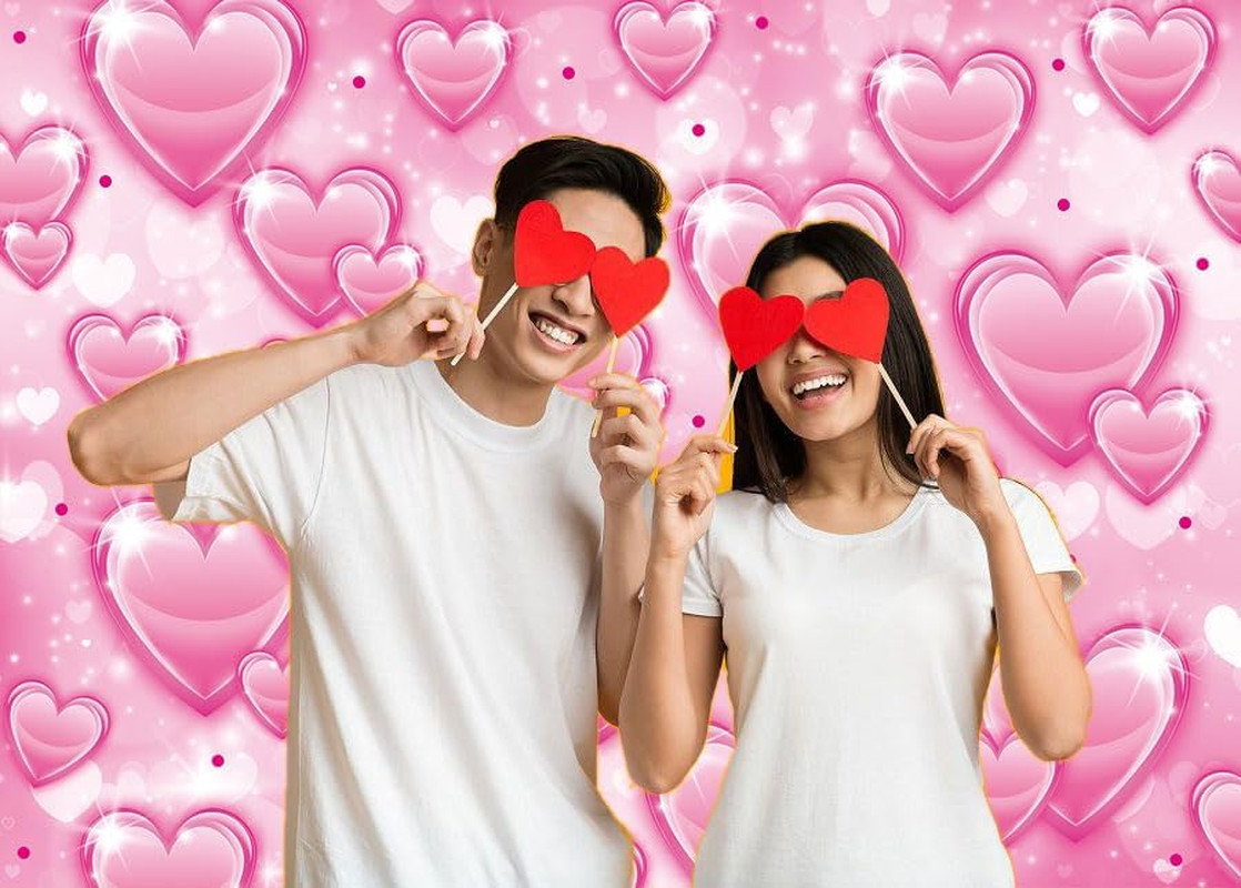 Pink Heart Photo Backdrop 7X5Ft 2000S Romantic Valentine’S Day Photography